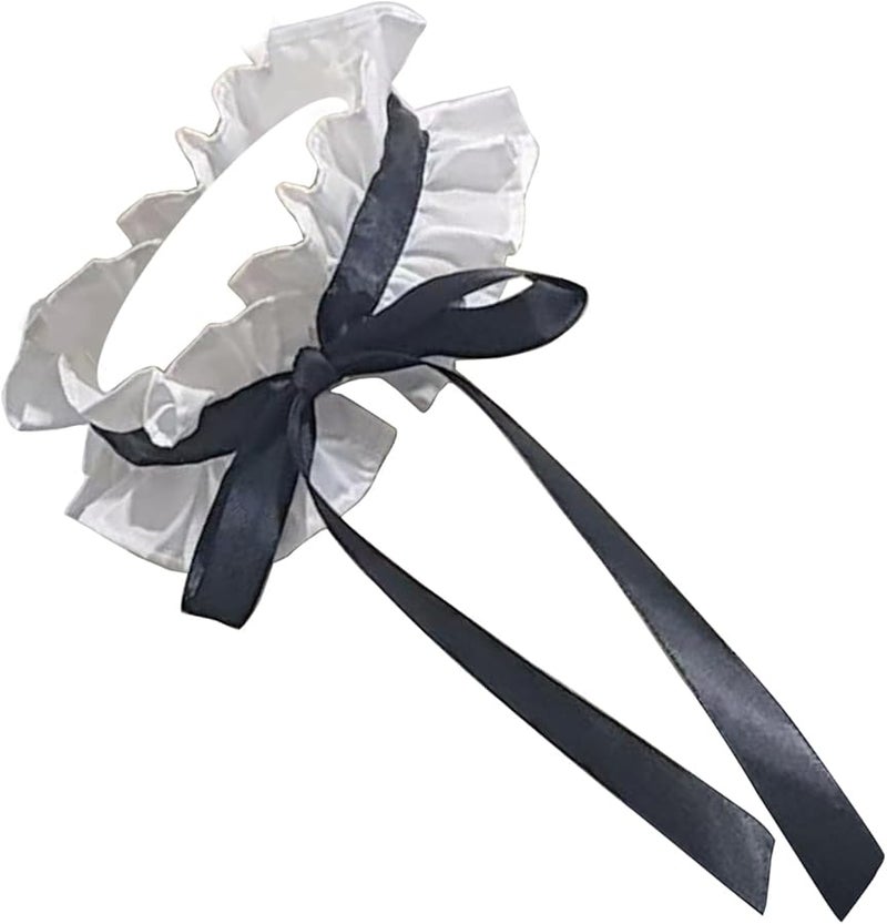 Black Anime Maid Ruffled Collar Wrist Cuffs Sleeves Vintage Modern Party Styling Photography Props Adjustable - Image 1